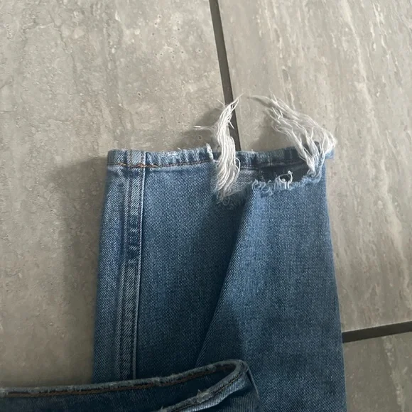 Abercrombie size 12/31 skinny high rise with distressed bottoms. - Picture 5 of 5